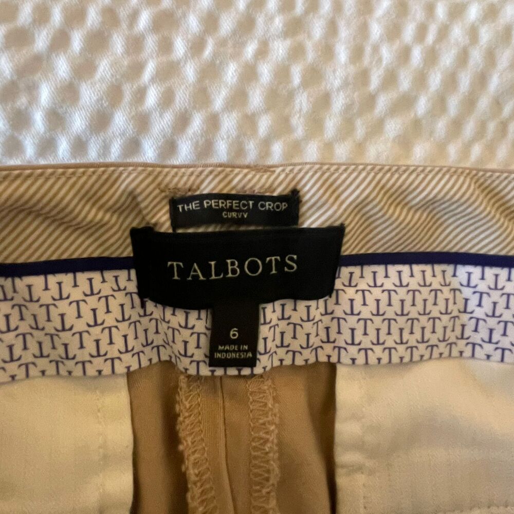 Talbots The Perfect Crop Curvy Pants Size 6 Beige Khaki Chino Cotton Trousers - Picture 4 of 7